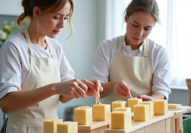 Il nostro team mentre prepara saponi artigianali